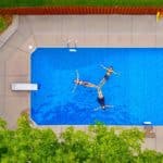 backyard pool swimmers